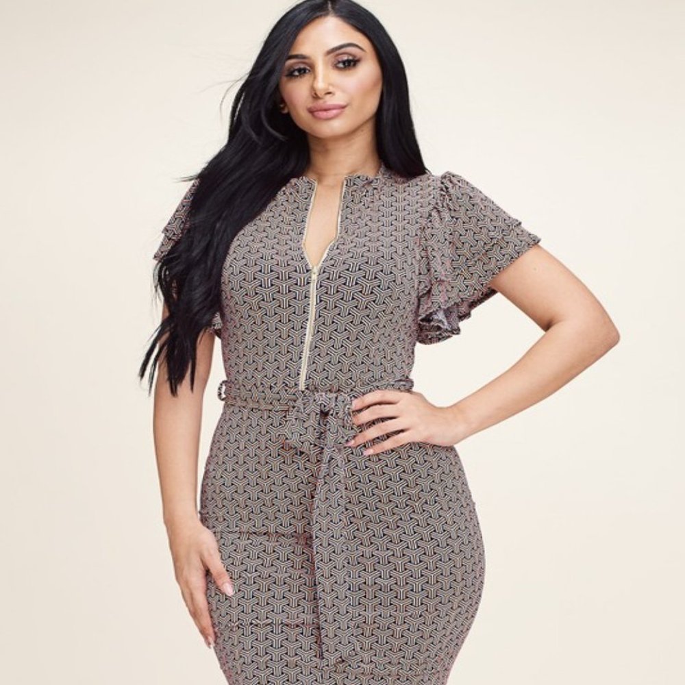 Ruffled Short Sleeve Dress